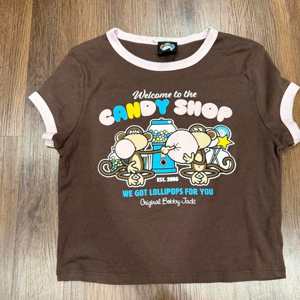 Y2K Brown Bobby Jack cropped baby tee